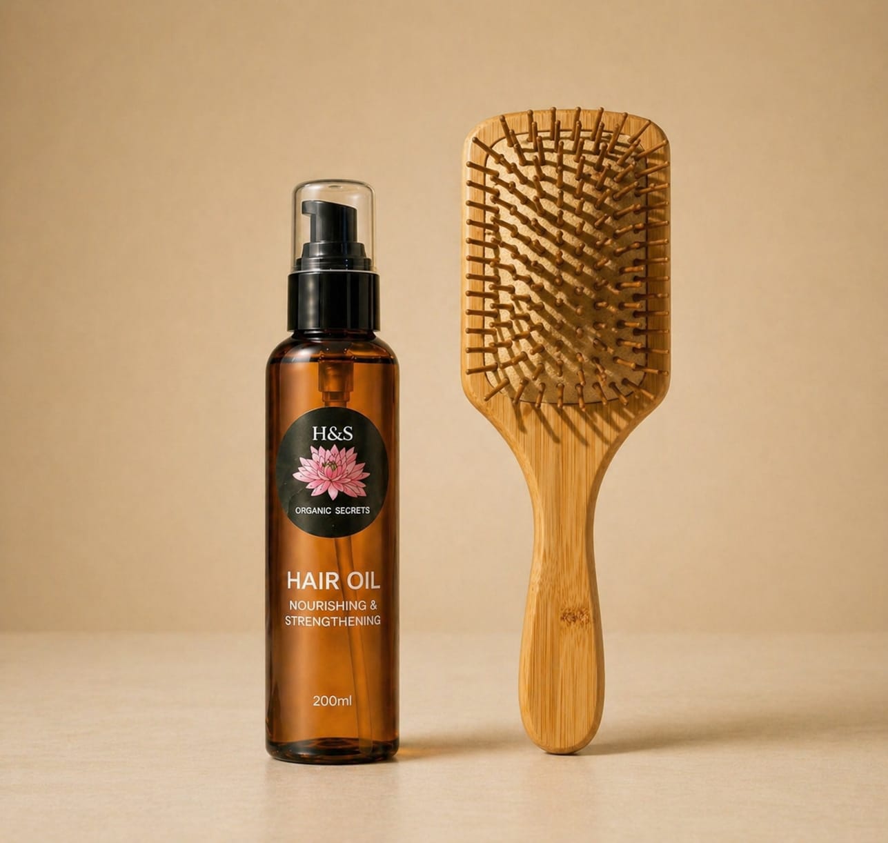 (200ml Hair Oil + Wooden hair Brush)